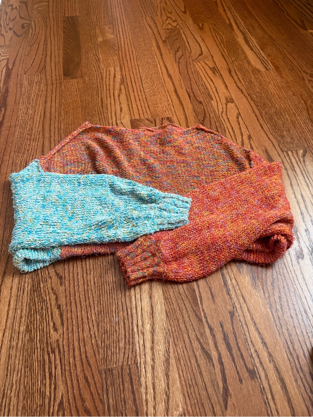 Urban Outfitters Multicolor Knit Sweater - Orange & Aqua